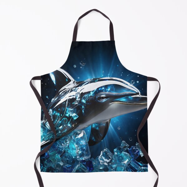 Item preview, broken glass neon blue chrome dolphin print designed and sold by dcrc.