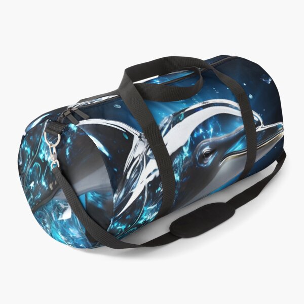 Item preview, broken glass neon blue chrome dolphin print designed and sold by dcrc.