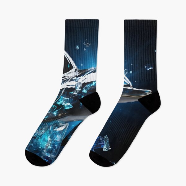 Item preview, broken glass neon blue chrome dolphin print designed and sold by dcrc.