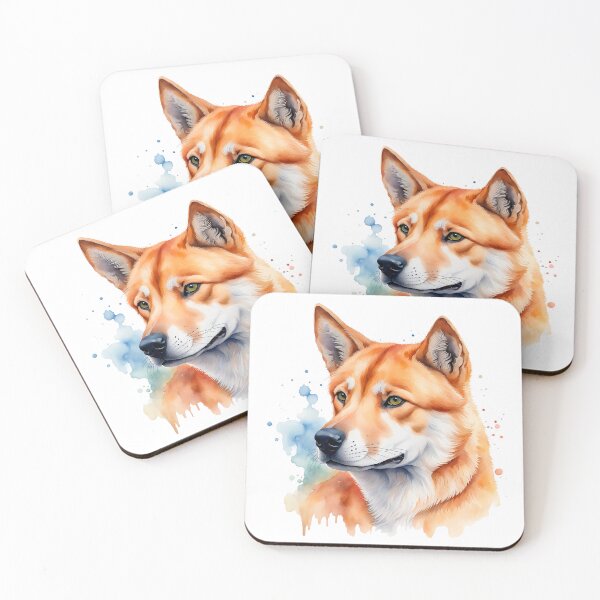 Item preview, Colorful Watercolor Portrait Of An Australian Dingo Dog designed and sold by anyasevchenko.