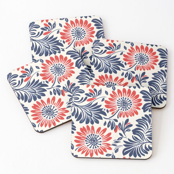 Item preview, Red blue flower seamless pattern designed and sold by varinchai.