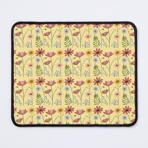 Item preview, Red Blue and Yellow Flowers on  Yellow designed and sold by PatternInArt.