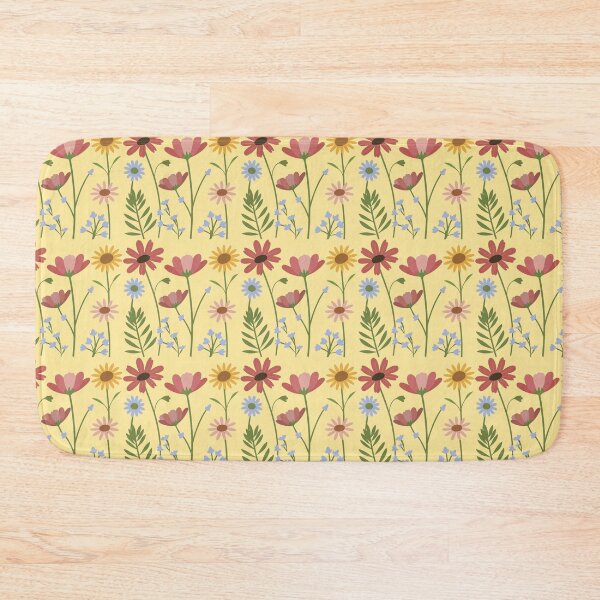 Item preview, Red Blue and Yellow Flowers on  Yellow designed and sold by PatternInArt.