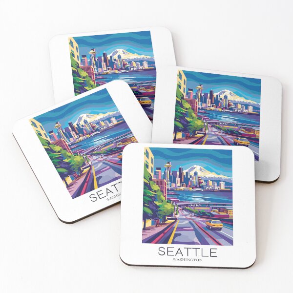 Item preview, A Pop Art Travel Print of Seattle - Washington - US designed and sold by StudioRedKoala.