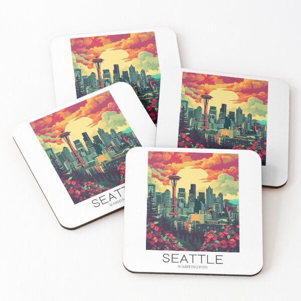 Item preview, A Pop Art Travel Print of Seattle - Washington - US designed and sold by StudioRedKoala.