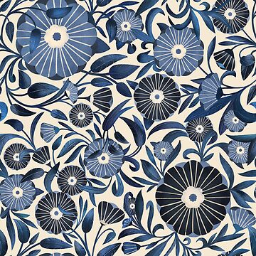 Artwork thumbnail, Climbing blue flowers all over by istolar Pattern design & illustration
