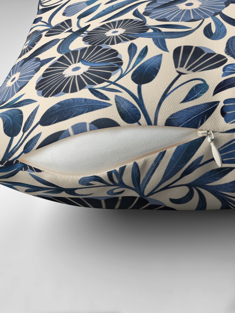 Thumbnail 2 of 4, Pillow, Climbing blue flowers all over designed and sold by istolar.