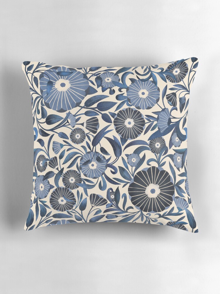 Thumbnail 3 of 4, Pillow, Climbing blue flowers all over designed and sold by istolar.