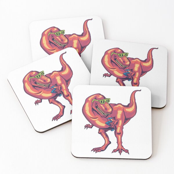Item preview, Sunny T-Rex Vibes: Cheerful Dinosaur with Sunglasses and Cocktail designed and sold by OpsDesing.