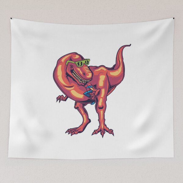 Item preview, Sunny T-Rex Vibes: Cheerful Dinosaur with Sunglasses and Cocktail designed and sold by OpsDesing.