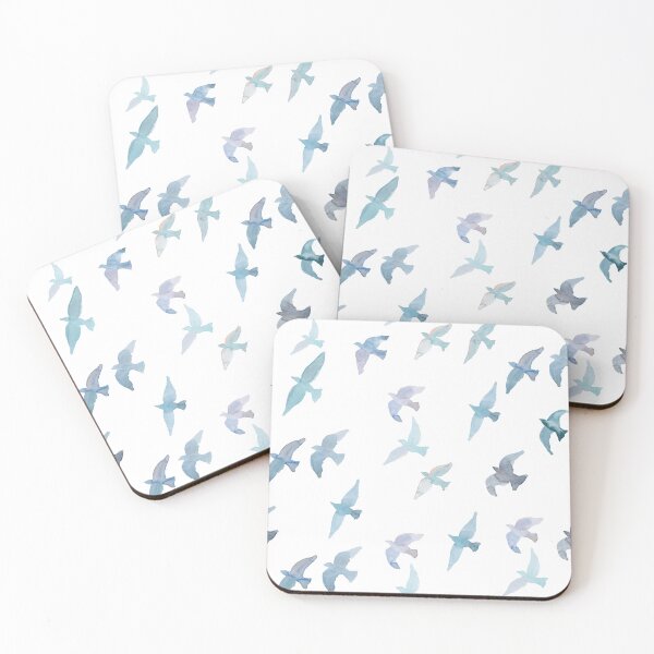 Item preview, Birdie – Moonstone Blue on White designed and sold by Elizabeth Becker.