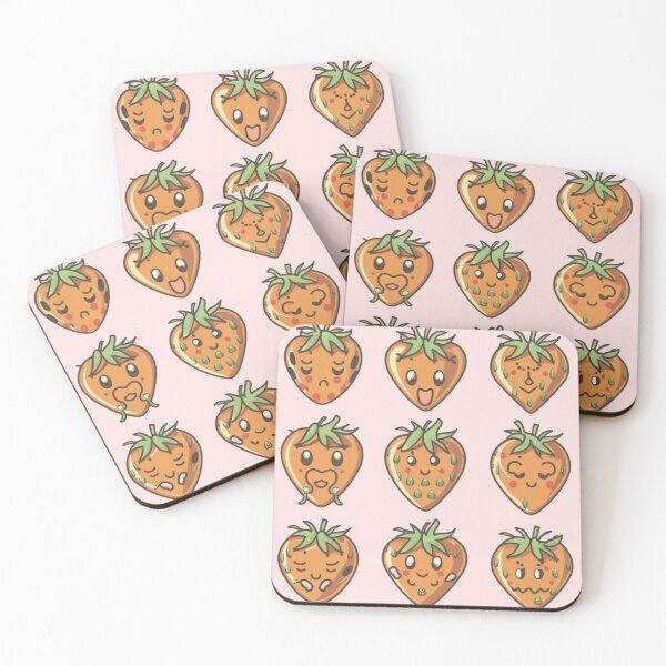 Item preview, Orange Kawaii Strawberry Pattern designed and sold by PatternInArt.