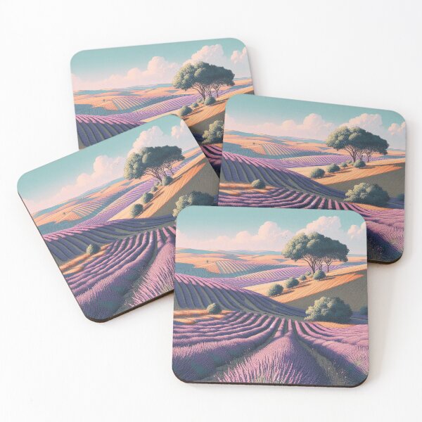 Item preview, La Alcarria lavender fields landscape painting designed and sold by Ponted.