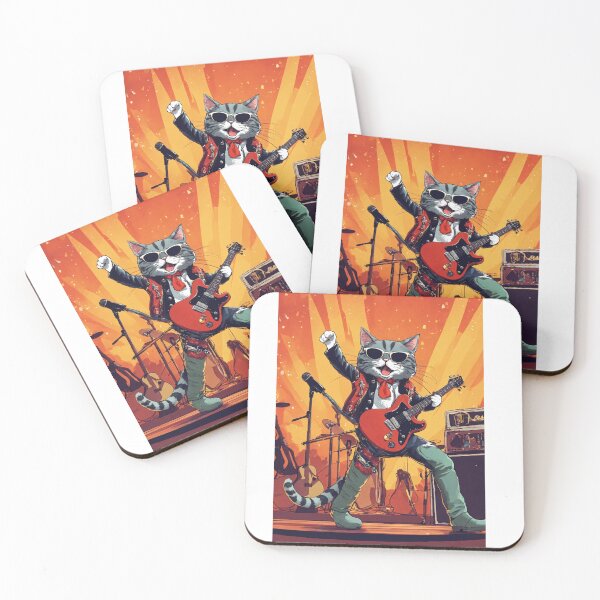 Item preview, Rockstar Cat With Guitar - Cat With Guitar Design designed and sold by Bilalicia.