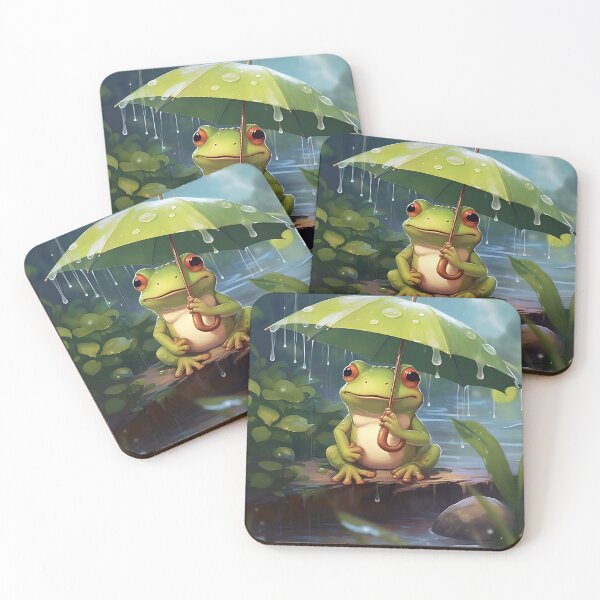 Item preview, Frog with an umbrella: reflections on a rainy day designed and sold by ArrangedDesigns.