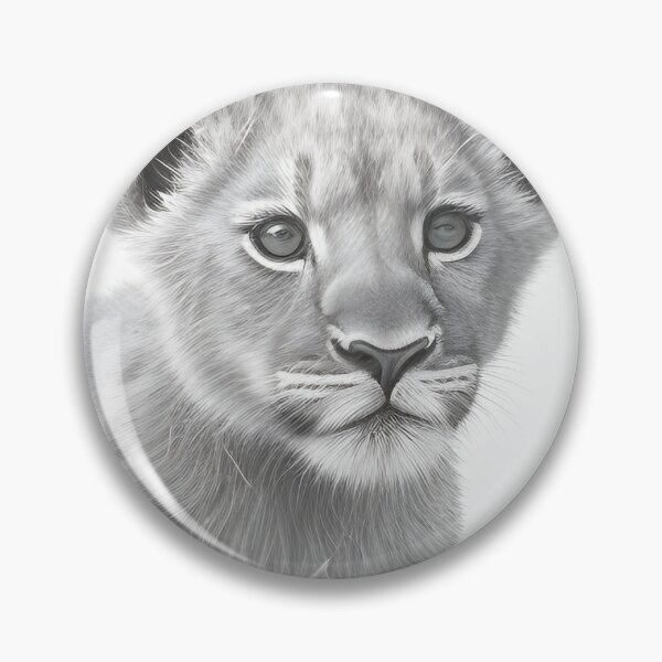 Item preview, Black and white Lion cub pencil drawing designed and sold by Pencil-Art.