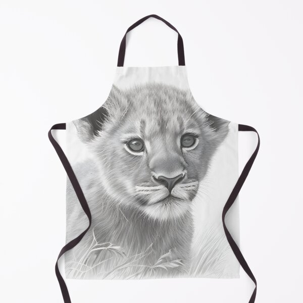 Item preview, Black and white Lion cub pencil drawing designed and sold by Pencil-Art.