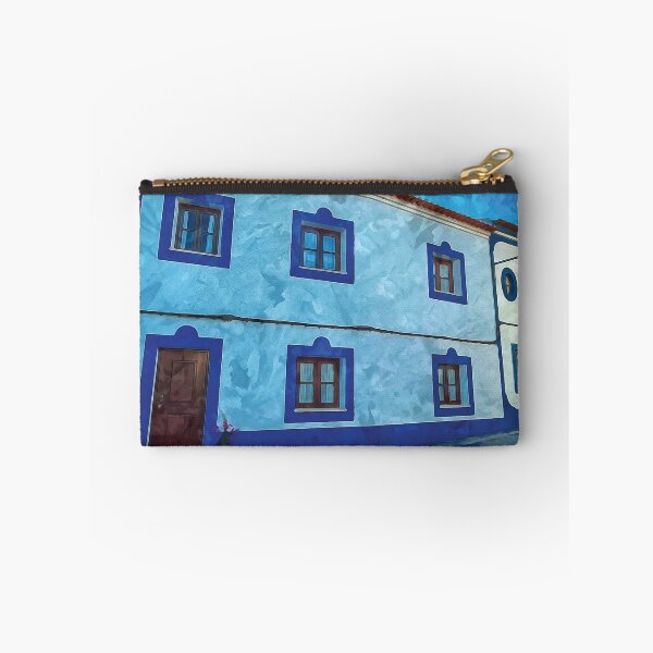 Item preview, Traditional white washed house with blue windows in watercolor designed and sold by Intermundium.