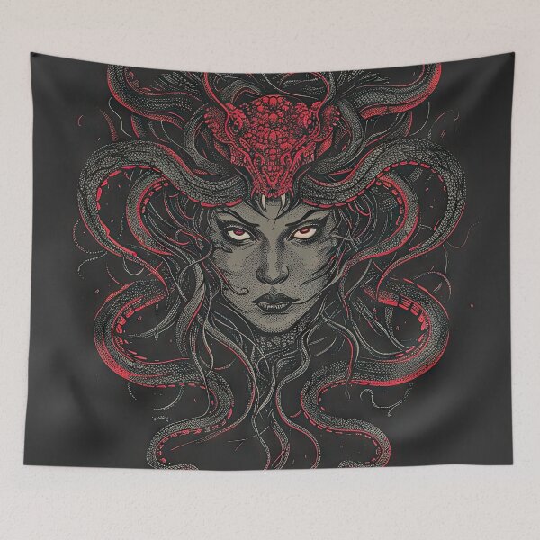 Item preview, Red Gorgon Illustration designed and sold by OccultDreams.