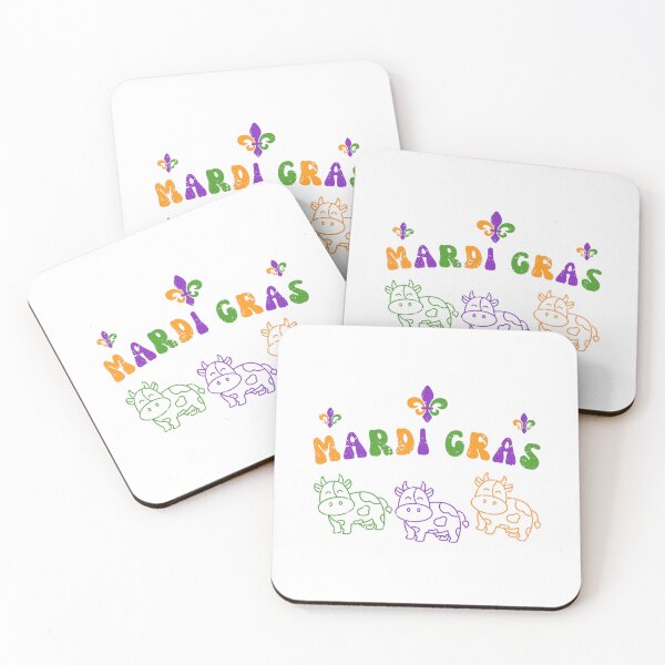 Item preview, Funny Cow with happy Mardi Gras, Be Ready For Mardi Gras designed and sold by ArtByKatti.