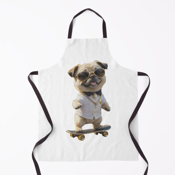 Item preview, Posh cute Pug Dog riding a gold skateboard designed and sold by GiwuArt777.