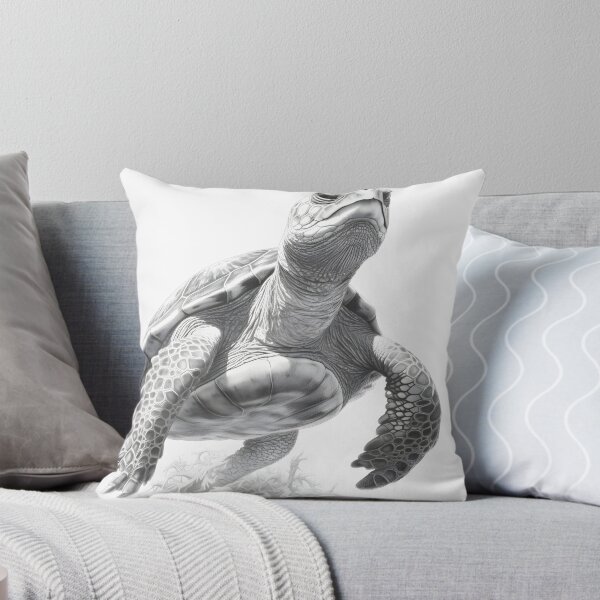 Item preview, Black and white Land turtle pencil drawing designed and sold by Pencil-Art.