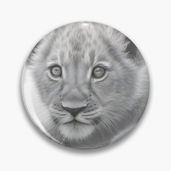 Item preview, Black and white Lion cub pencil drawing designed and sold by Pencil-Art.
