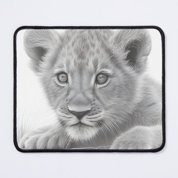 Item preview, Black and white Lion cub pencil drawing designed and sold by Pencil-Art.