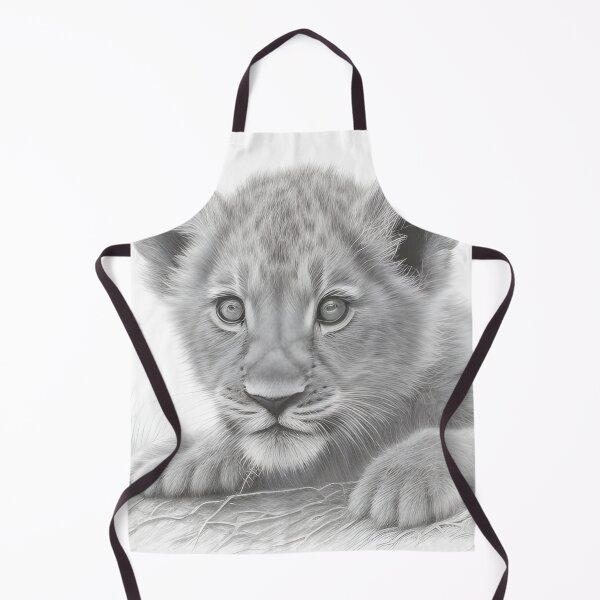 Item preview, Black and white Lion cub pencil drawing designed and sold by Pencil-Art.