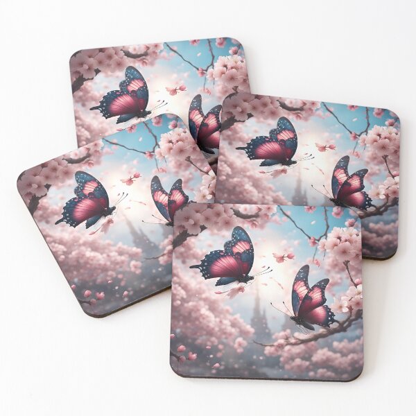 Item preview, Two Butterflies Flying Through Cherry Blossoms designed and sold by MoriFantasy.