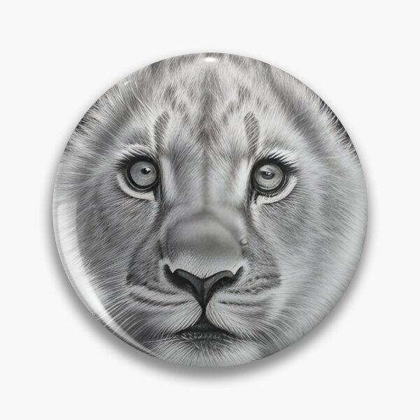 Item preview, Black and white Lion cub pencil drawing designed and sold by Pencil-Art.