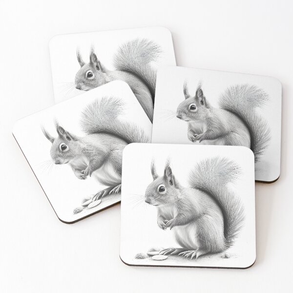 Item preview, Black and white Squirrel pencil drawing designed and sold by Pencil-Art.