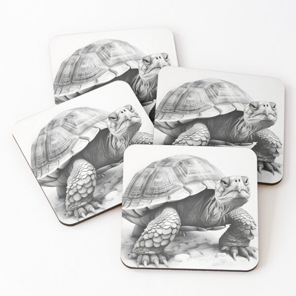 Item preview, Black and white Land turtle pencil drawing designed and sold by Pencil-Art.