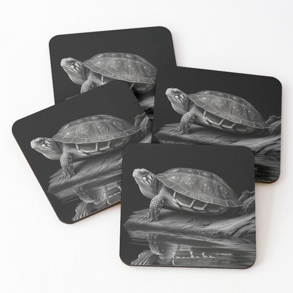 Item preview, Black and white Land turtle pencil drawing designed and sold by Pencil-Art.