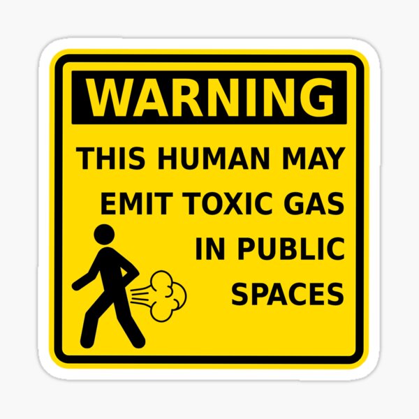 Toxic Gas Fart Sticker Funny Warning Farting Gases Truck Toilet Door Bedroom 