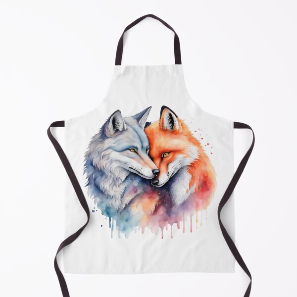 Item preview, Colorful Watercolor Romantic Wolf And Fox Hugging designed and sold by anyasevchenko.