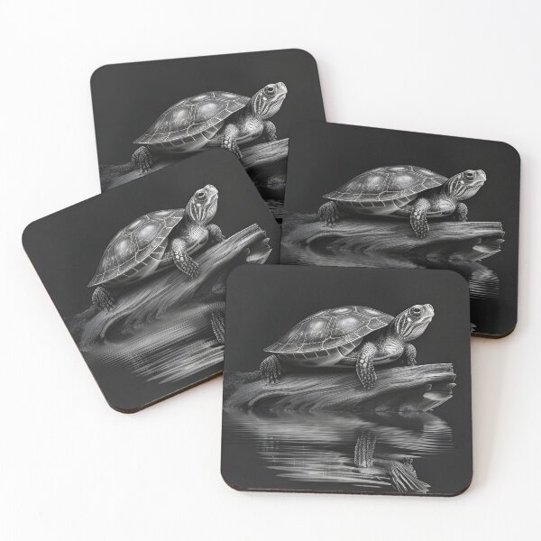 Item preview, Black and white Land turtle pencil drawing designed and sold by Pencil-Art.