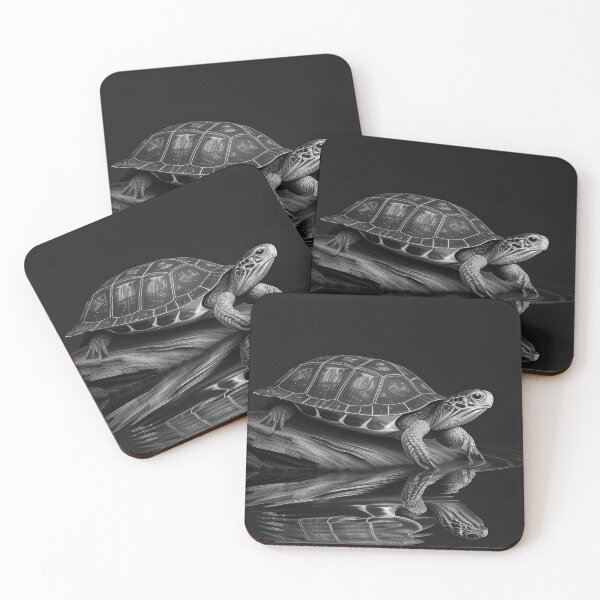 Item preview, Black and white Land turtle pencil drawing designed and sold by Pencil-Art.
