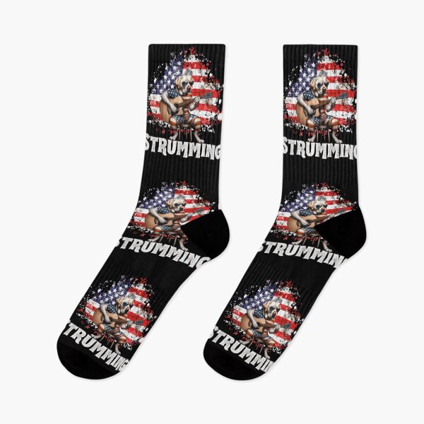 Item preview, "Strumming Pup" | Patriotic Labrador with Guitar & Splattered Flag  designed and sold by TheMostLikely.