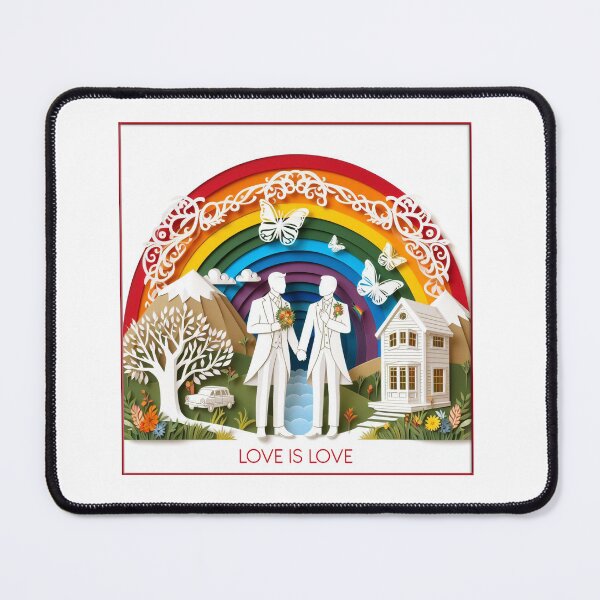 Item preview, Gay wedding, love is love, paper cutting style designed and sold by DesignAnother.
