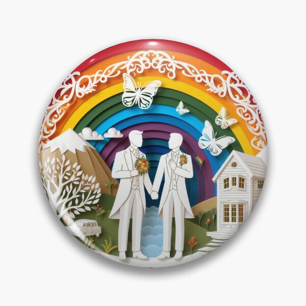 Item preview, Gay wedding, love is love, paper cutting style designed and sold by DesignAnother.