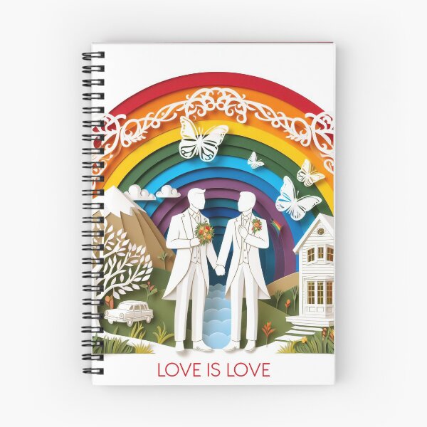 Item preview, Gay wedding, love is love, paper cutting style designed and sold by DesignAnother.