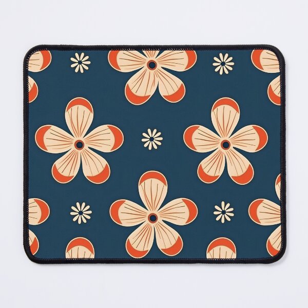 Item preview, Orange flower on a blue background traditional Japanese motifs designed and sold by sakurashorty.