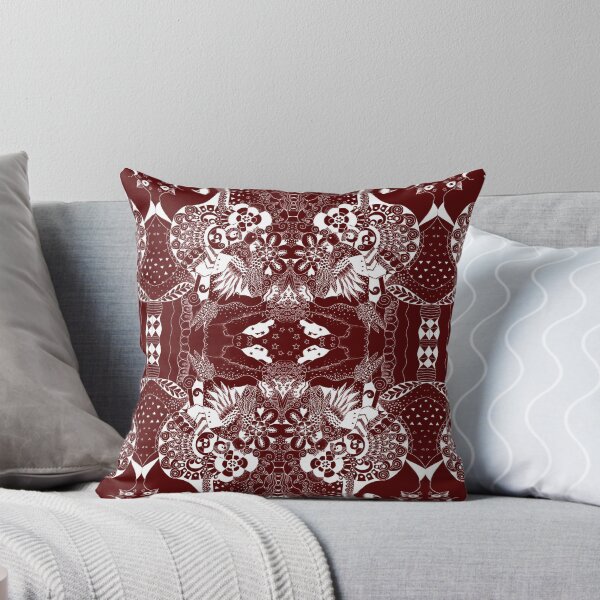 Ceilings and Floors Variation in Deep Red Throw Pillow