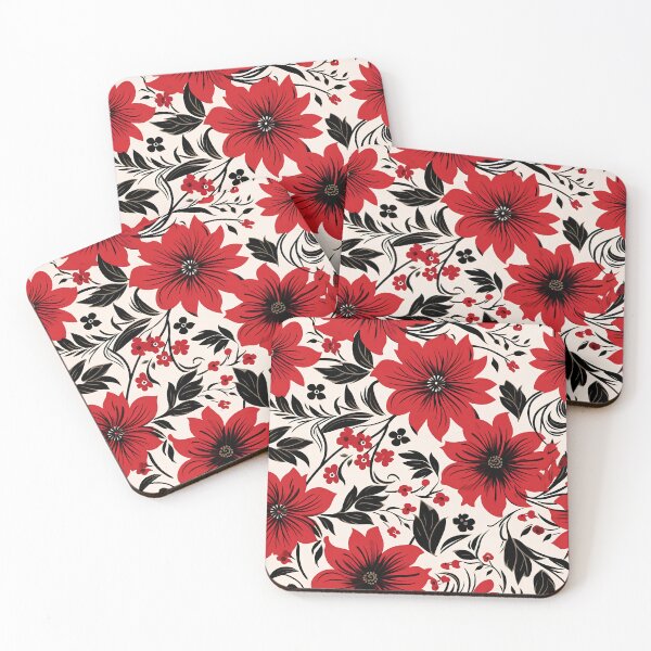 Item preview, Red Floral in White Background designed and sold by sakurashorty.