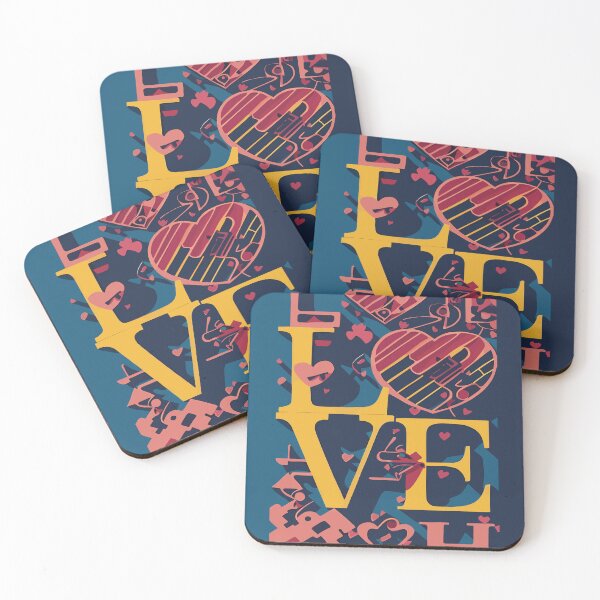 Item preview, Yellow LOVE inscription on a blue background designed and sold by LuckyFamily.
