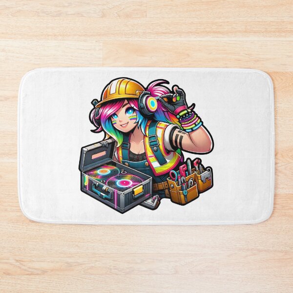 Artikelvorschau, Raver Construction Girl DJ entworfen und verkauft von StickaTime.
