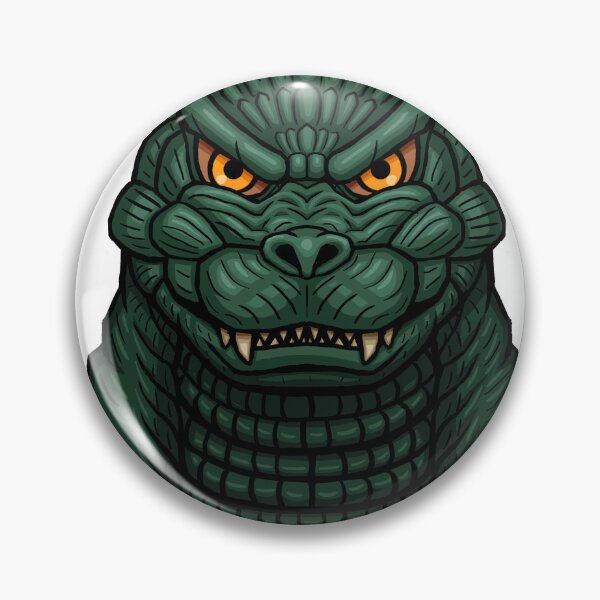 Vista previa del artículo con la obra «Retrato de ojos ardientes de Heisei Godzilla», diseñado y vendido por Andrew Browne.