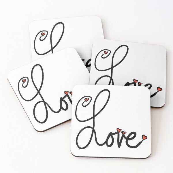 Item preview, Black Cursive Written Word Love with Red Hearts designed and sold by Victoria Lehnard.