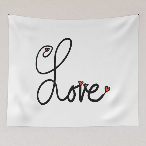 Item preview, Black Cursive Written Word Love with Red Hearts designed and sold by Victoria Lehnard.